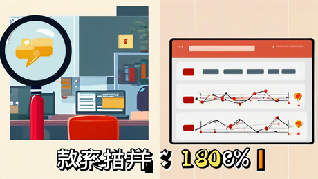 示意图风格，左侧是人工检查场景（放大镜图标、红色标注笔），右侧是AI检查界面（扫描线、自动标注气泡），中间插入对比表格，显示AI发现总数32处，人工18处，底部有“效率提升80%”结论文字